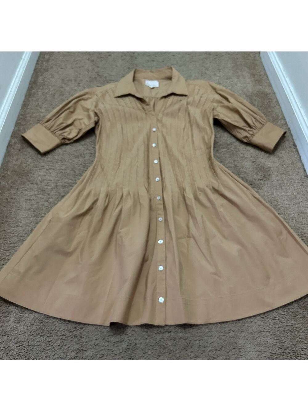Cinq a Sept Monty Minidress Size 4 Brown Cotton Poplin Pockets Romantic Spring - Picture 1 of 7